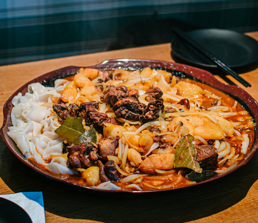 XIN JIANG BRAISED CHICKEN AND POTATO PLATTER WITH BIANG BIANG NOODLES Xi’an Noodle Restaurant