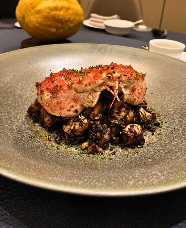 Chef Zhen Liu Yongfu Hong Kong - wok-fried king crab with bamboo shoots and preserved vegetables Chef Zhen Liu Yongfu Hong Kong - wok-fried king crab with bamboo shoots and preserved vegetables