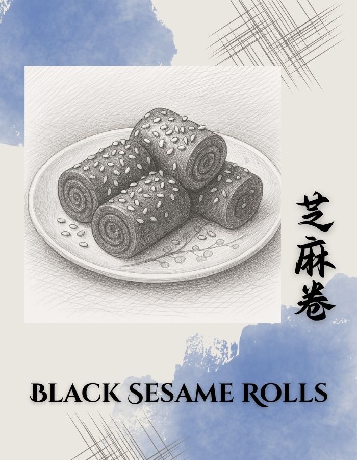 Vanishing Dim Sum - Black Sesame Rolls- Vanishing Dim Sum - Black Sesame Rolls-
